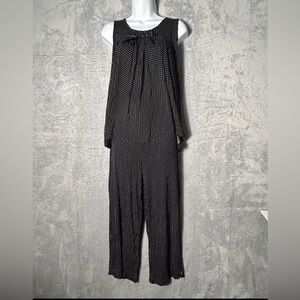 NorthStyle Pajama Set Womens Large Black White‎ Polka Dot Stretch Soft Lounge